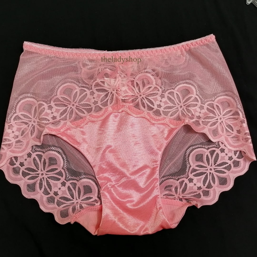 Fancy Net Lace and Silk Ladies Underwear - Peach